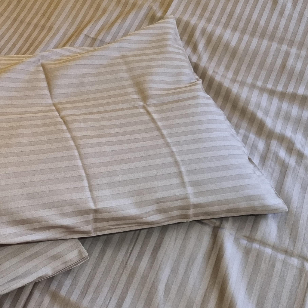 Brown striped cotton pillowcase