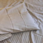 Brown striped cotton pillowcase