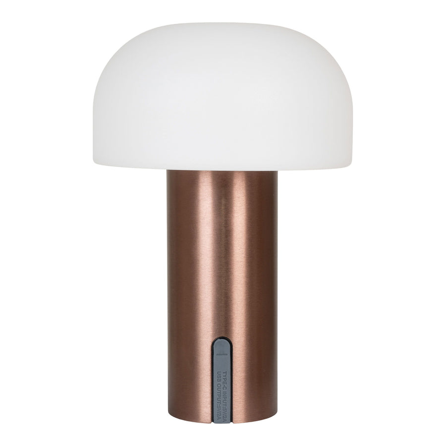 Soham Rechargeable Table Lamp – White & Copper
