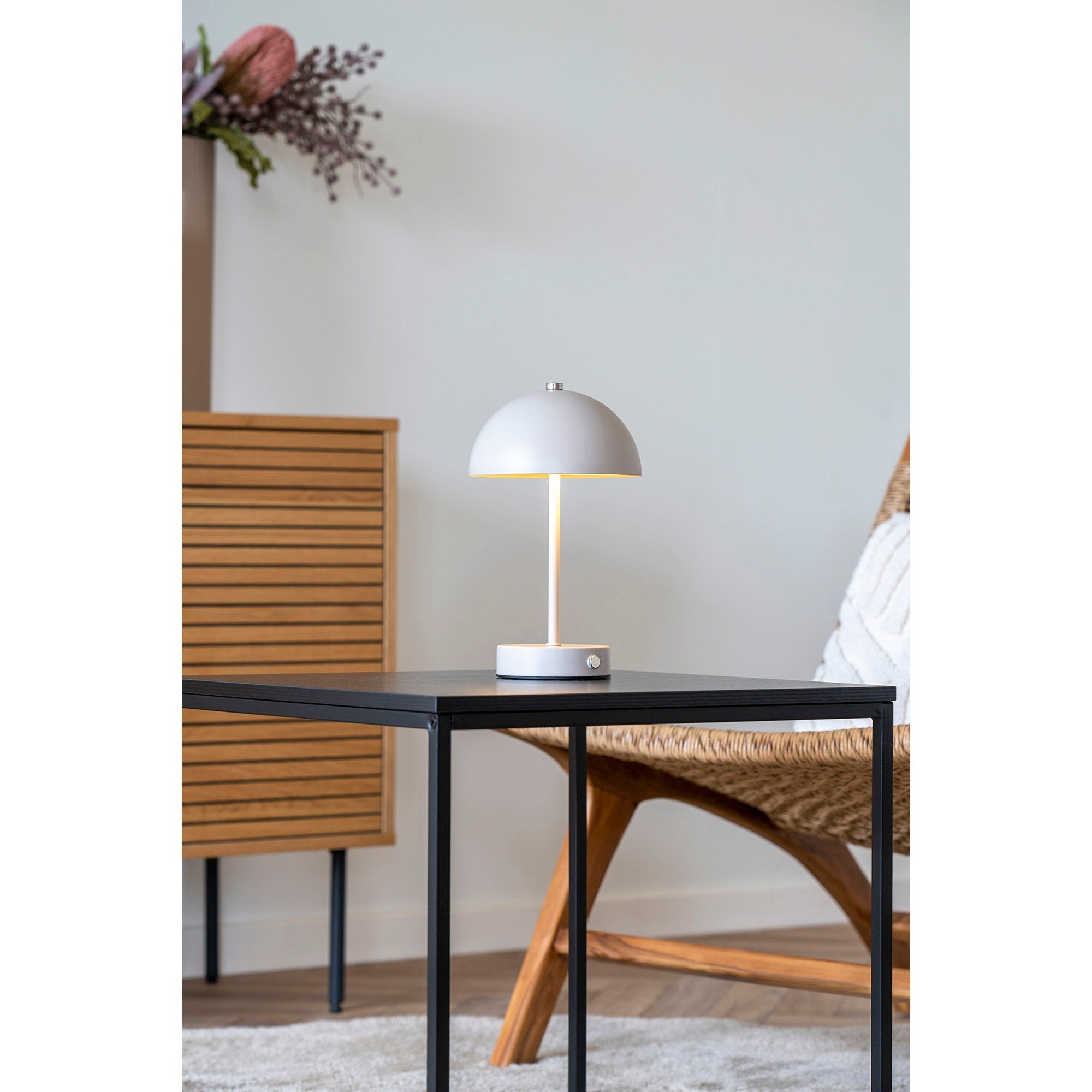 Holt Table Lamp - Table lamp, rechargeable, metal, sand/steel