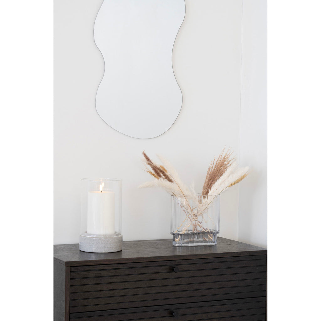 Hurricane Candle Holder - Hurricane candle holder, ceramic/glass, grey 16x25,5 cm