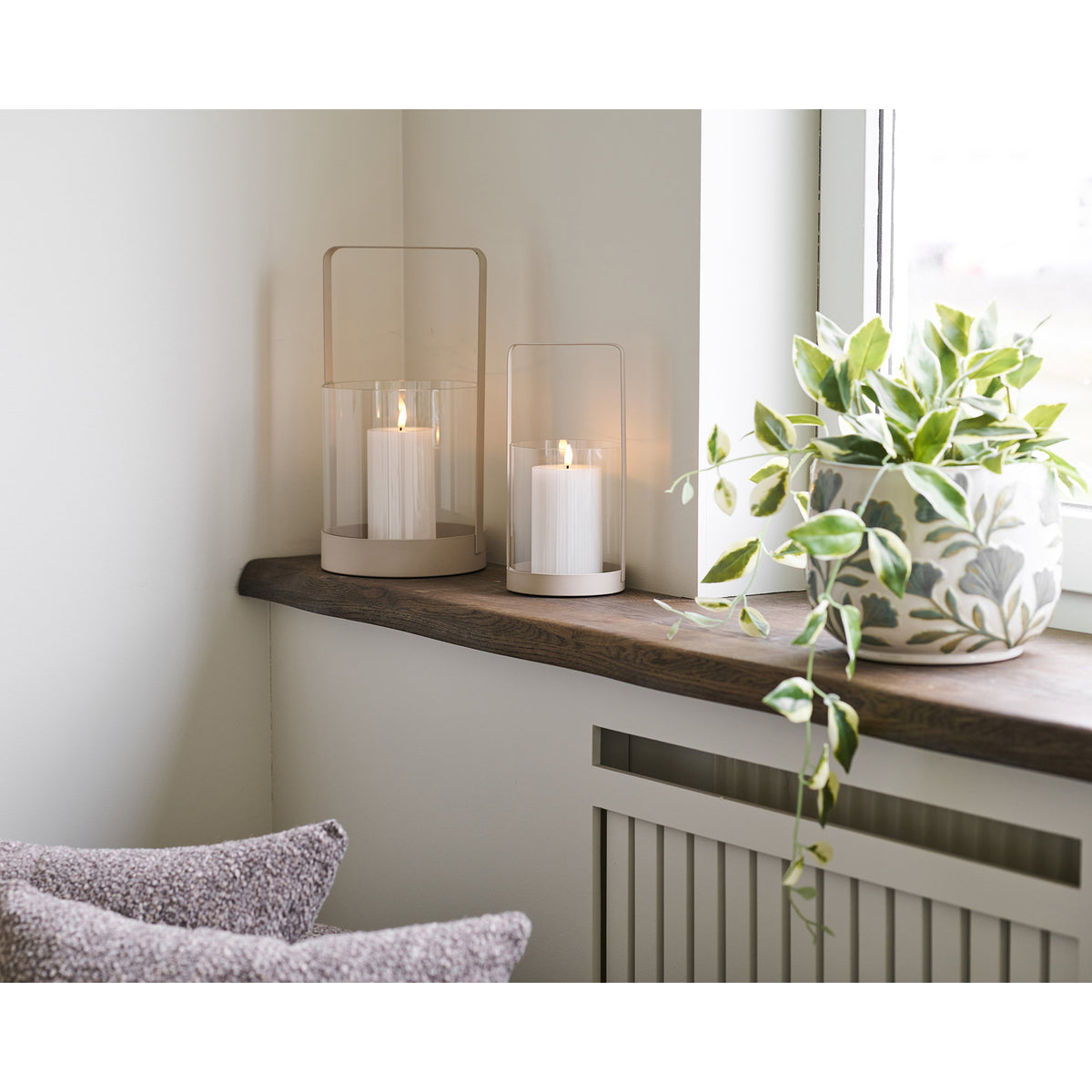 Hurricane Candle Holder — Beige