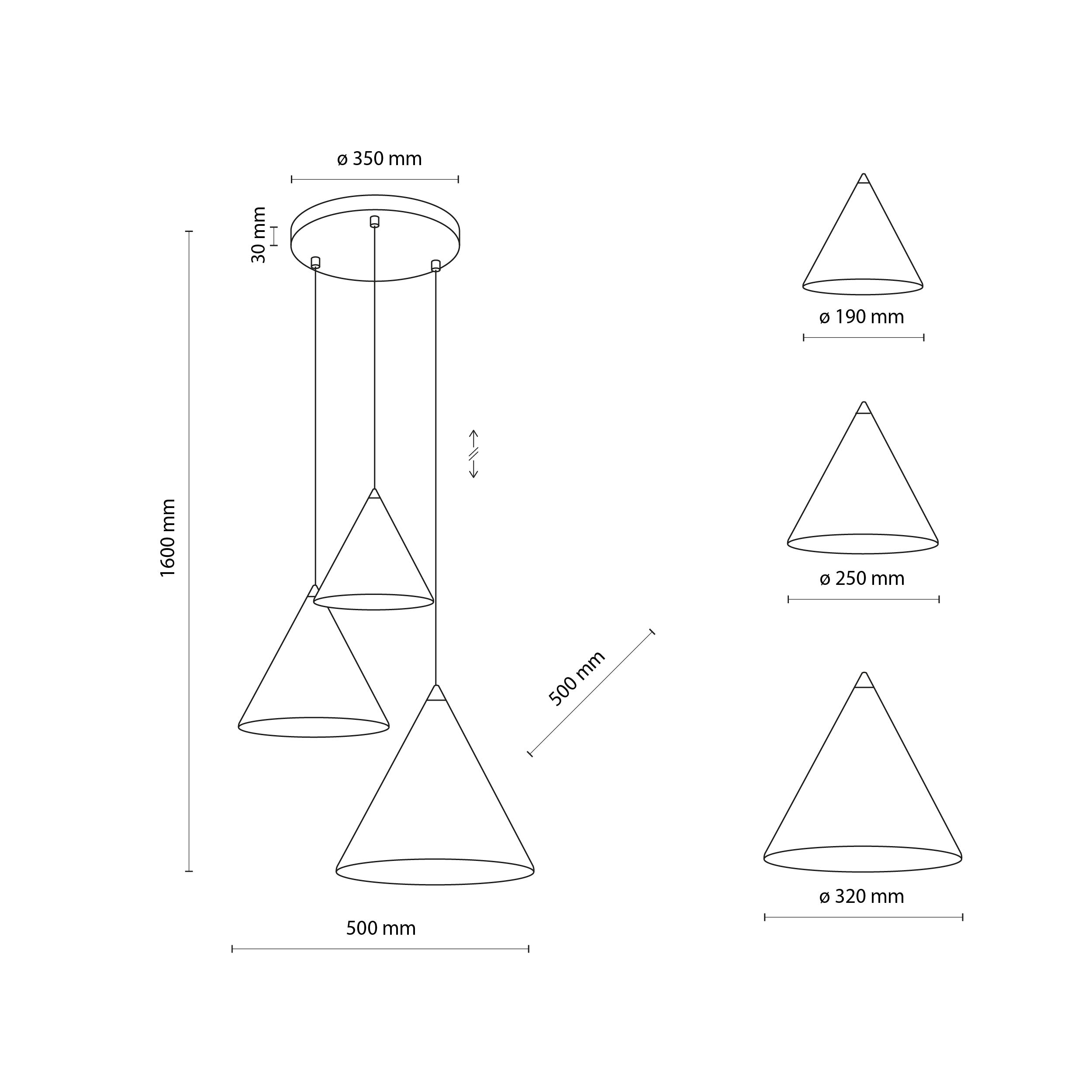 CONO Mix Pendant Set S/M/L – Modern 3xE27