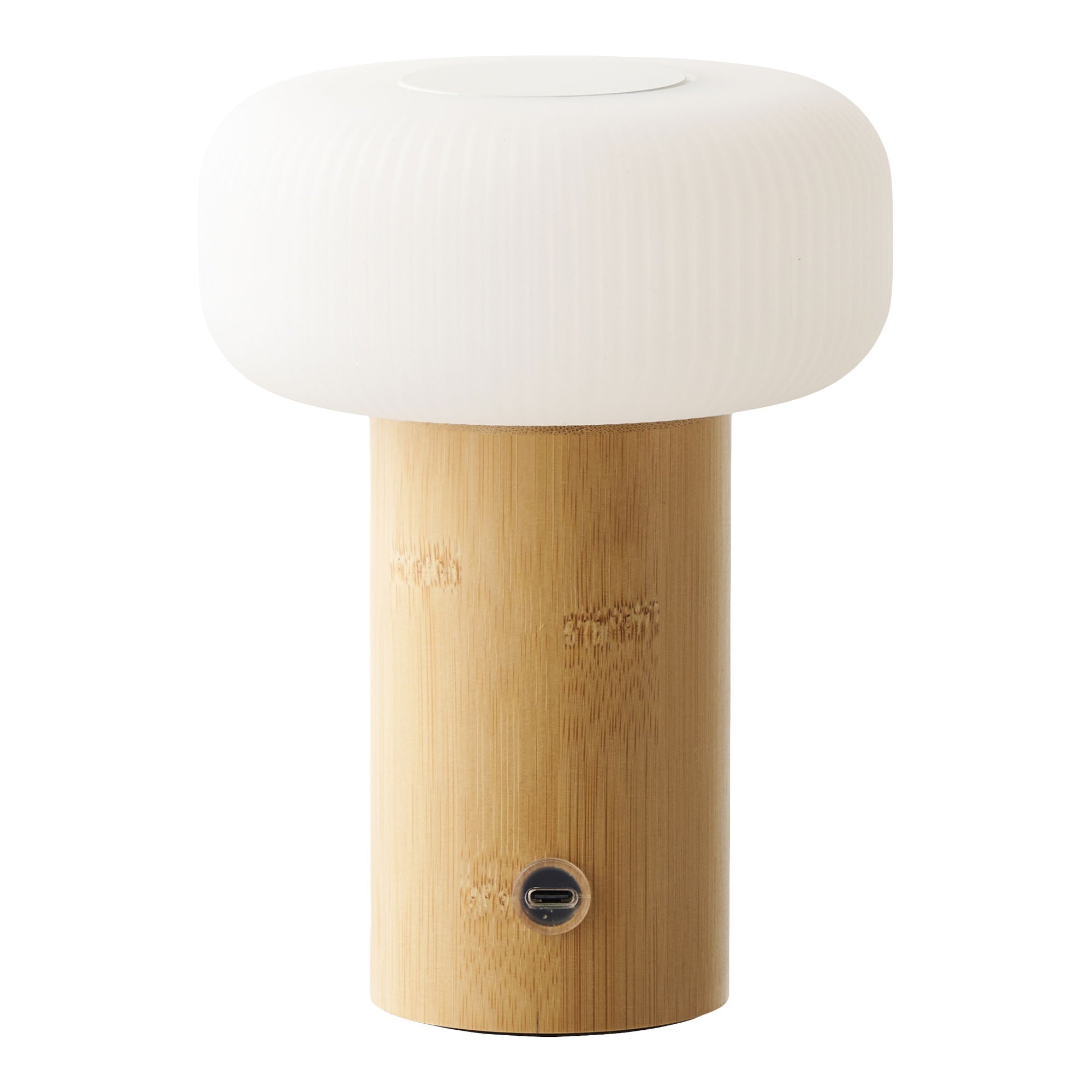 Stafford Table Lamp - Table lamp, rechargeable, bamboo/metal/plastic, natural/white