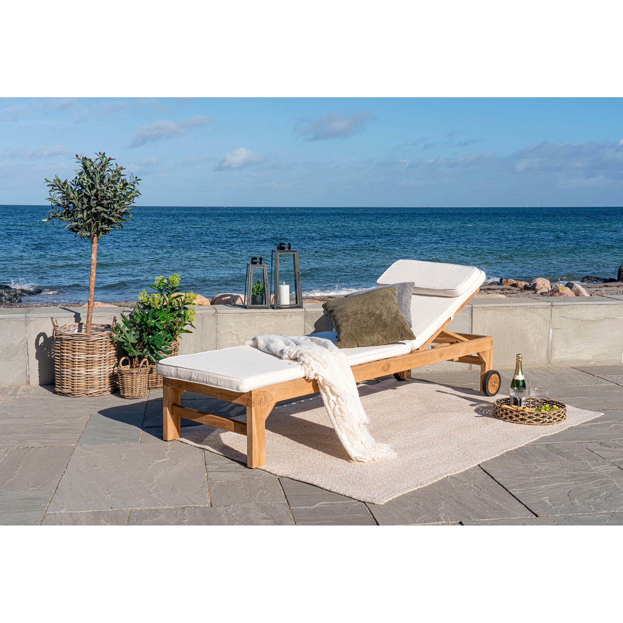 Andorra Cushion for Sunlounger - Cushion for Sun Lounger, cotton, white