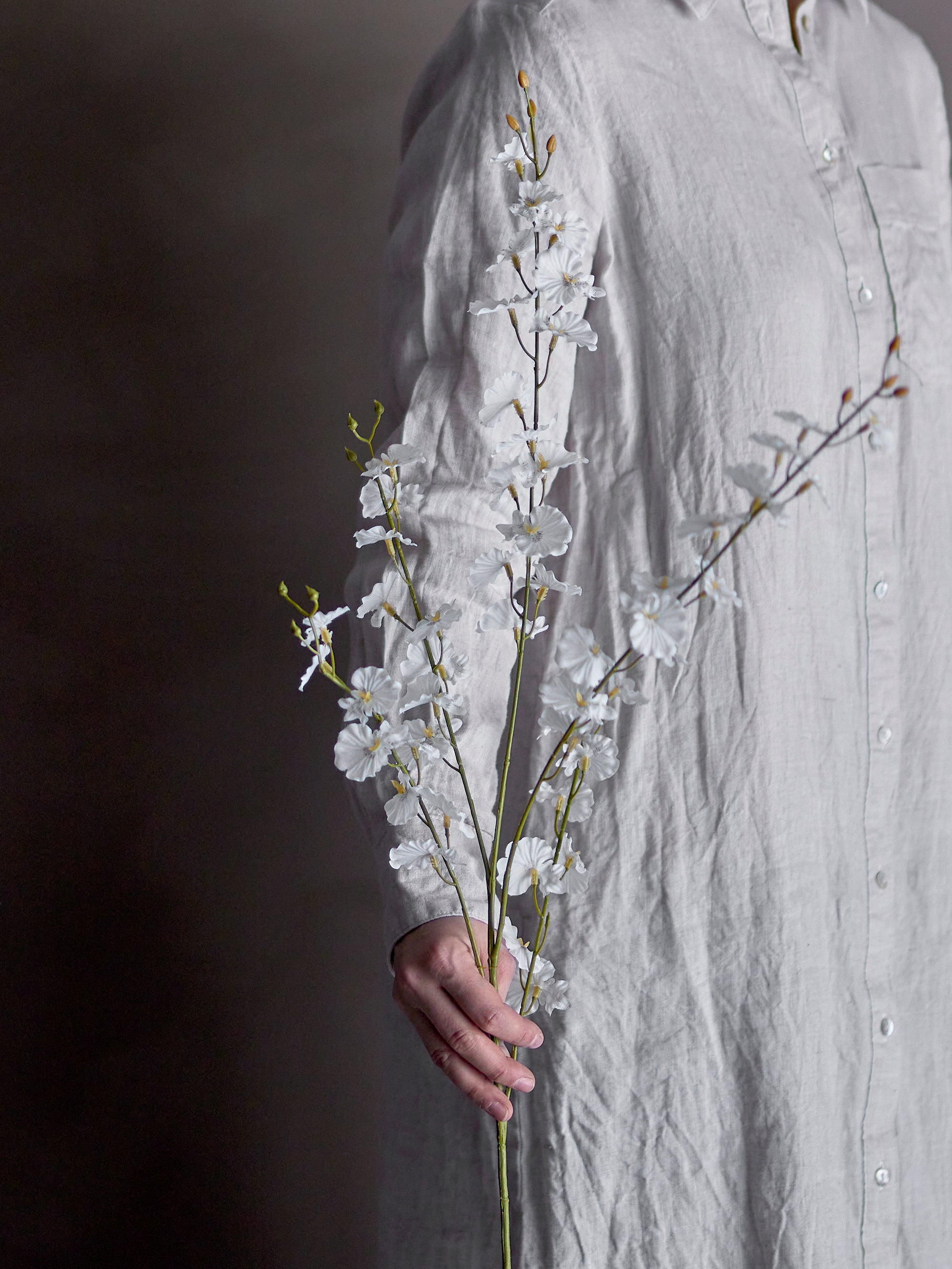 Orchid Stem, White, Artificial Flowers