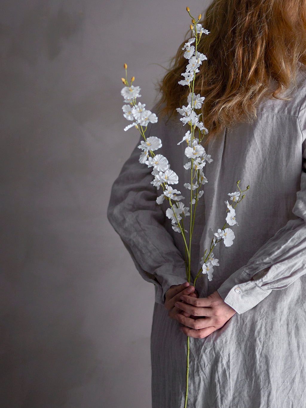 Orchid Stem, White, Artificial Flowers