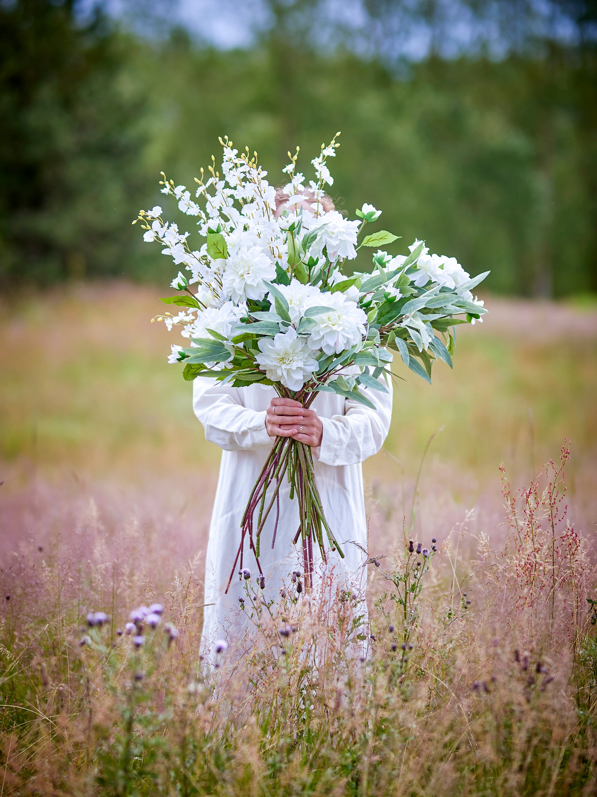 Orchid Stem, White, Artificial Flowers