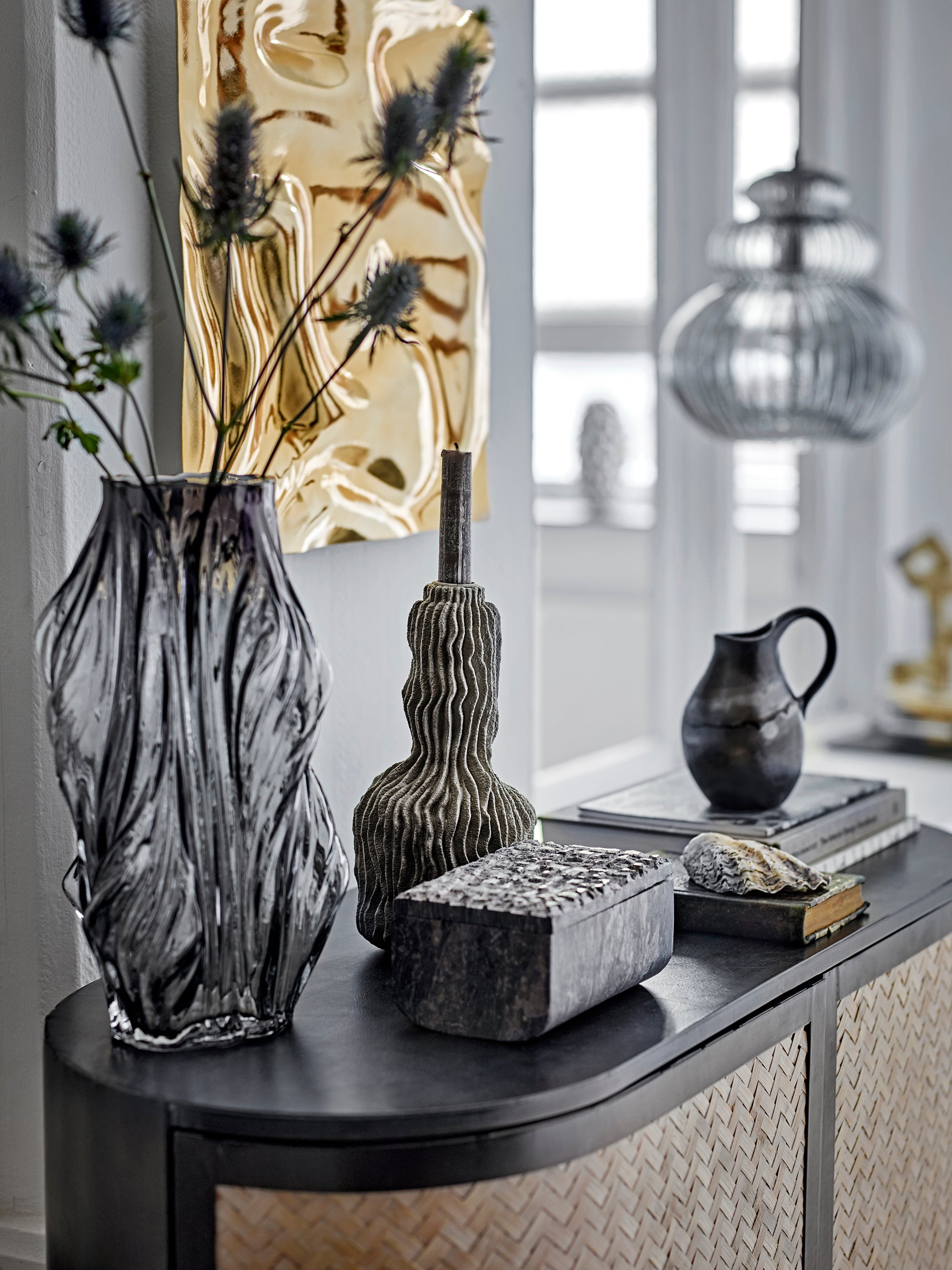 Tulla Vase, Grey, Glass