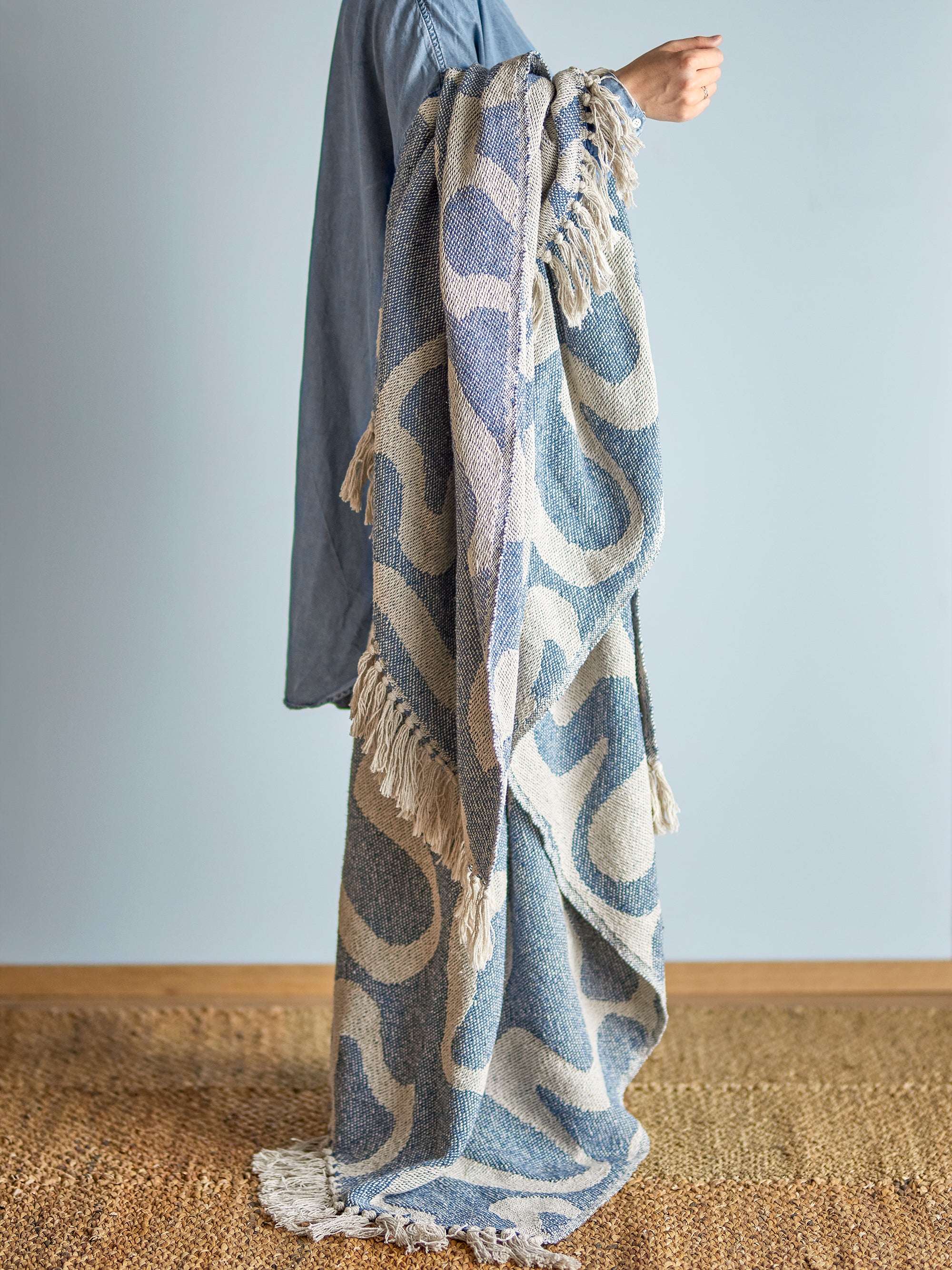 Salobre Throw, Blue, Recycled Cotton