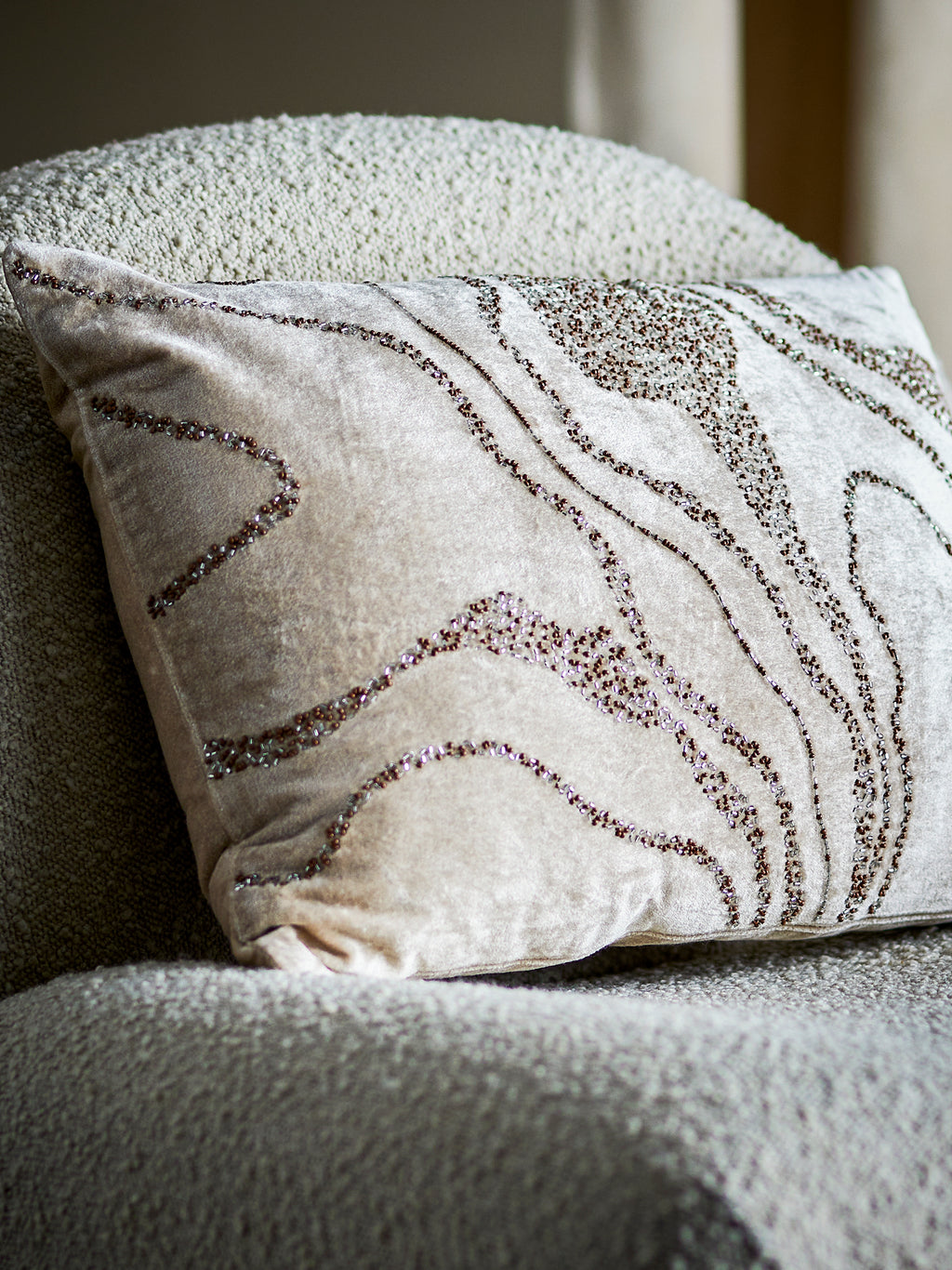 Adelona Cushion, Brown, Viscose