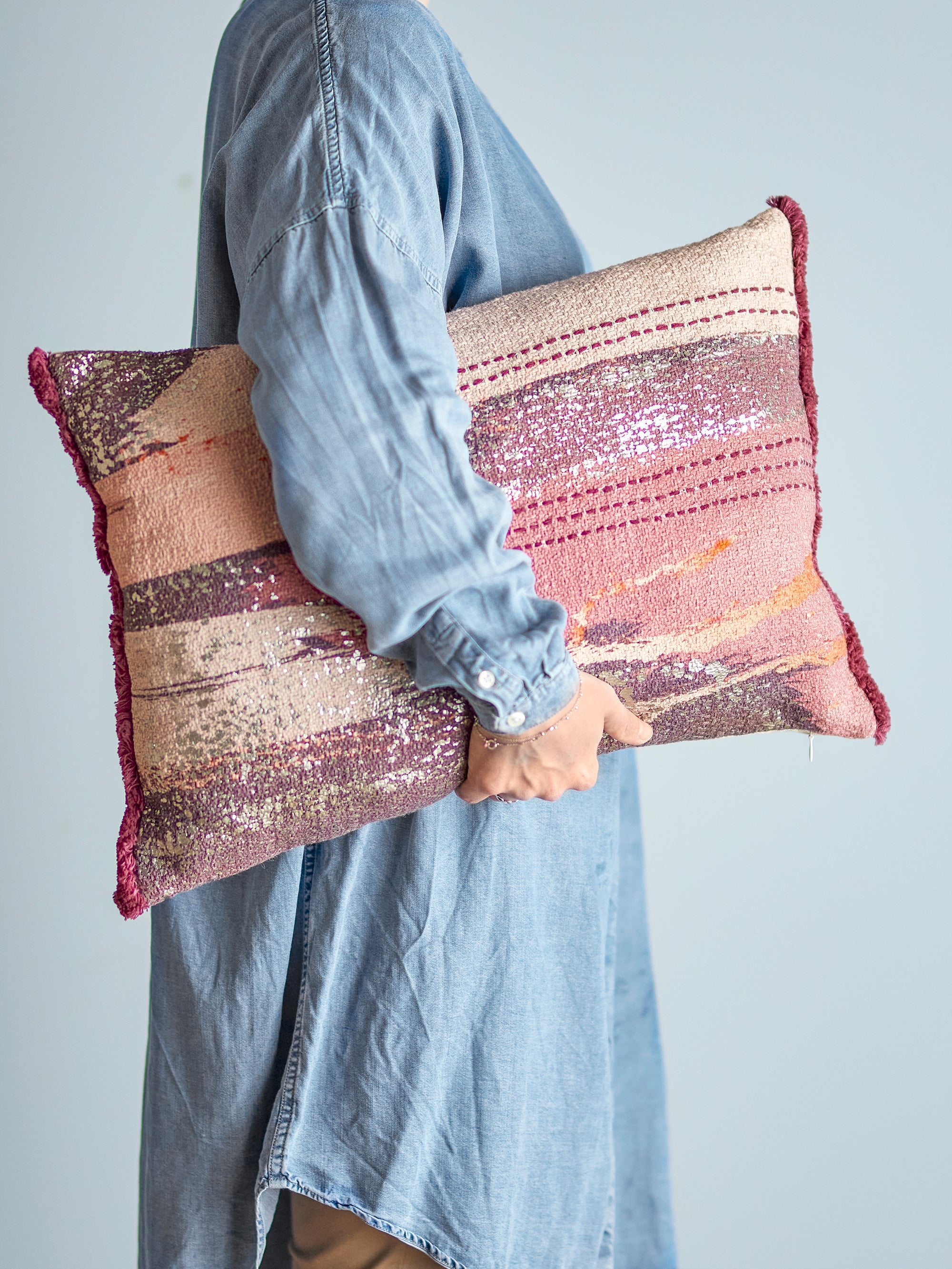 Bri Cushion, Brown, Cotton