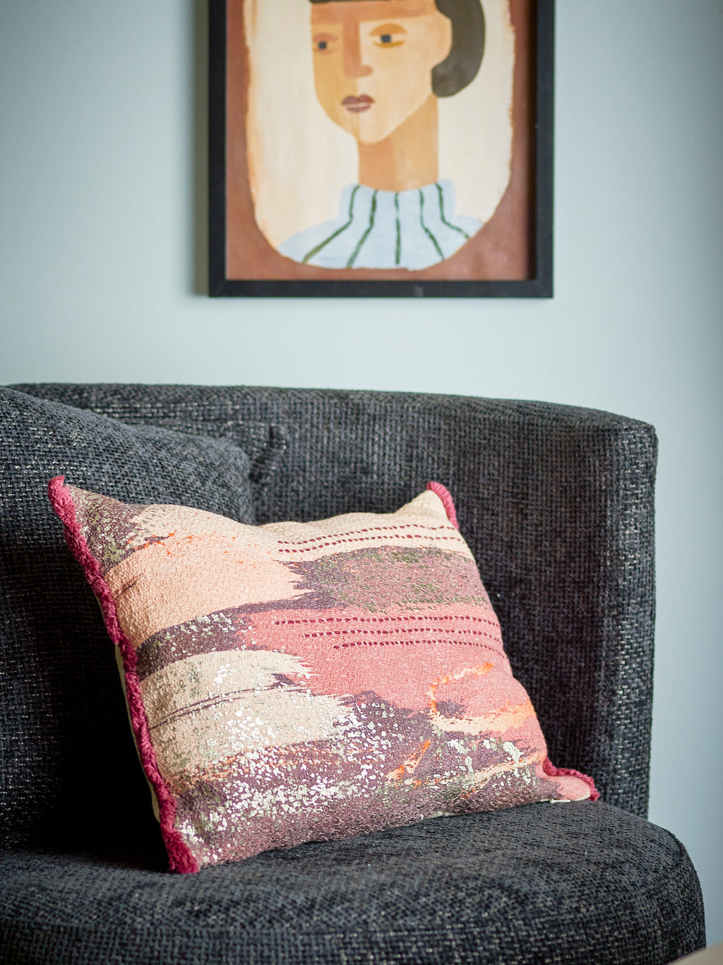 Bri Cushion, Brown, Cotton