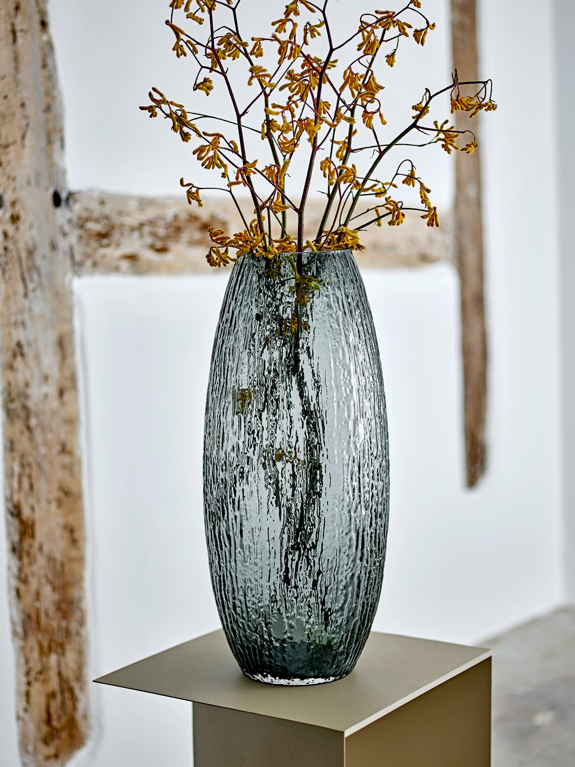 Brock Vase, Grey, Glass