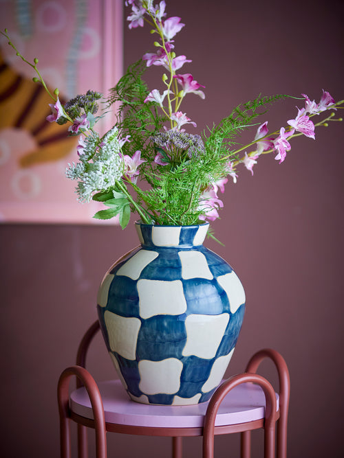 Check Vase, Multi, Stoneware