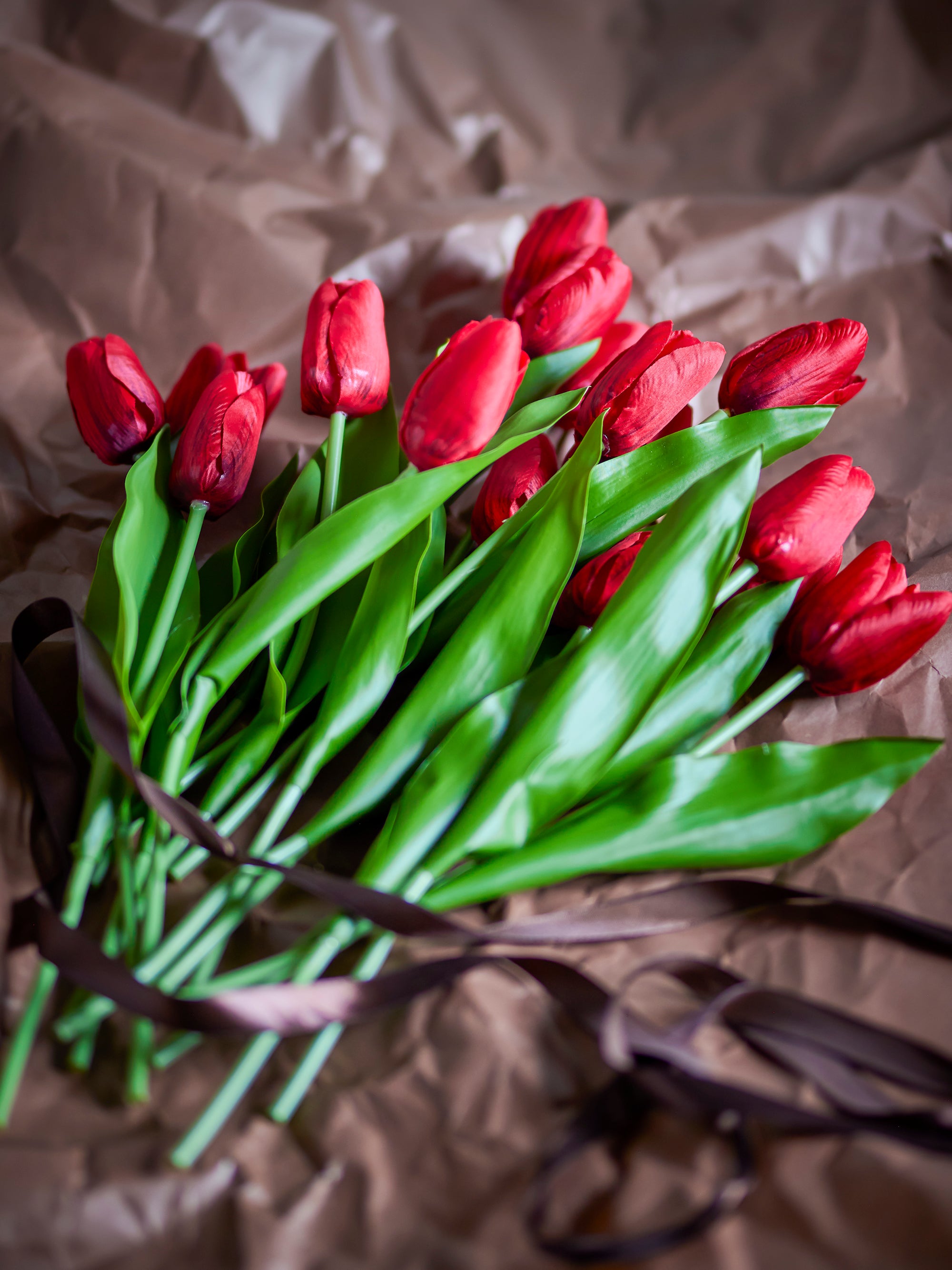 Tulip Bouquet, Red, Artificial Flowers