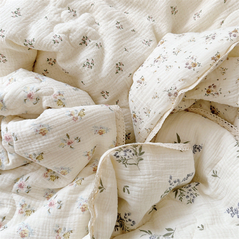 Ins Style Floral Pure Cotton Summer Quilt Class A Double Layer Yarn