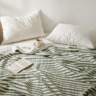 Japanese Summer Quilt, Indian Cotton Summer Cool Quilt, Air Conditioner Quilt, Summer Blanket, Pure Cotton Striped Quilt