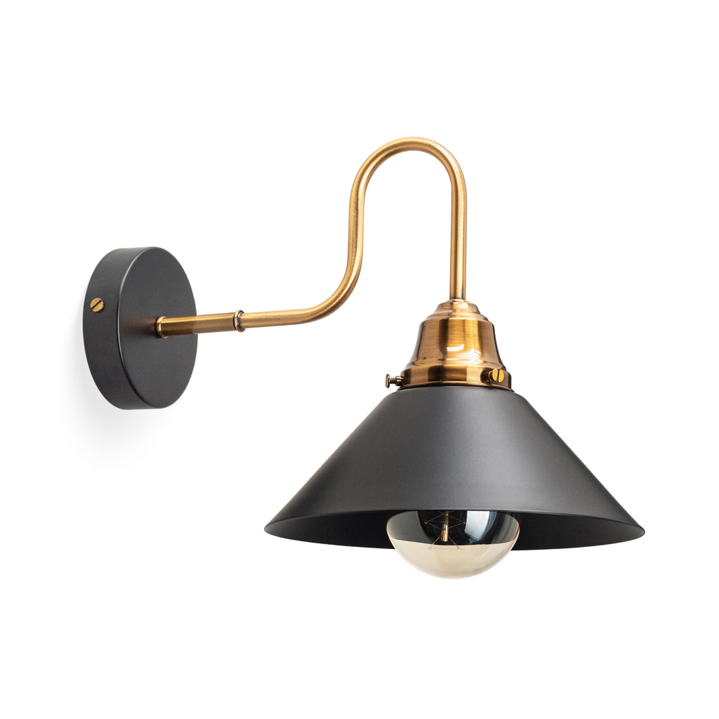 Monel black and antique gold wall sconce
