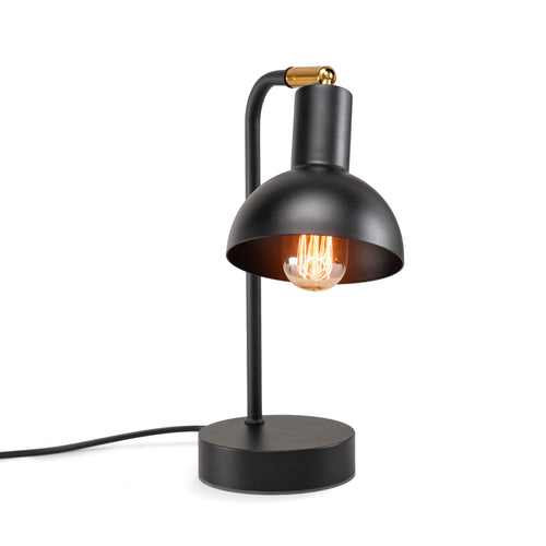 Bean black table lamp with brass swivel joint