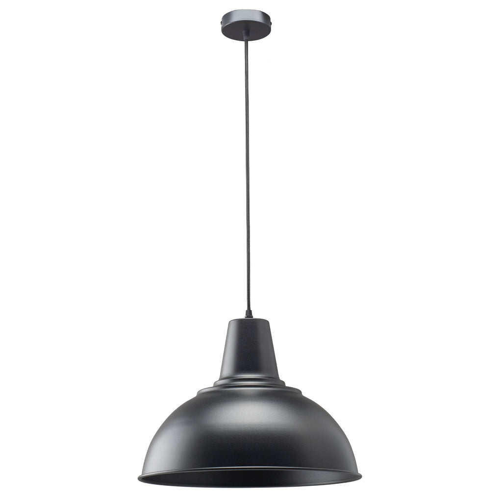 Foundry black steel dome pendant light with cord