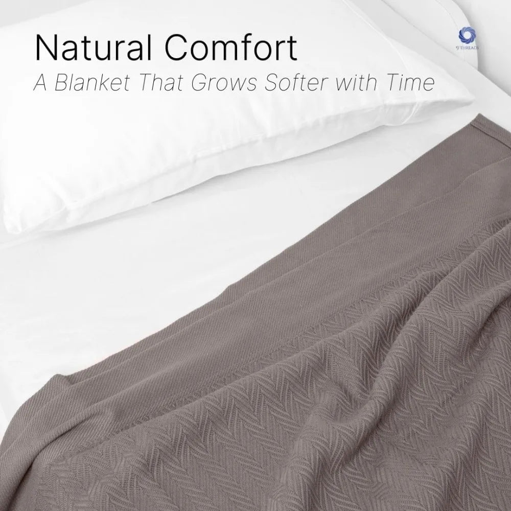 Cotton Herringbone Blankets, 90X90 Queen, Throw Blanket for Bed All Season Cotton Blanket, Cozy Blanket, Throws & Bed Blanket.