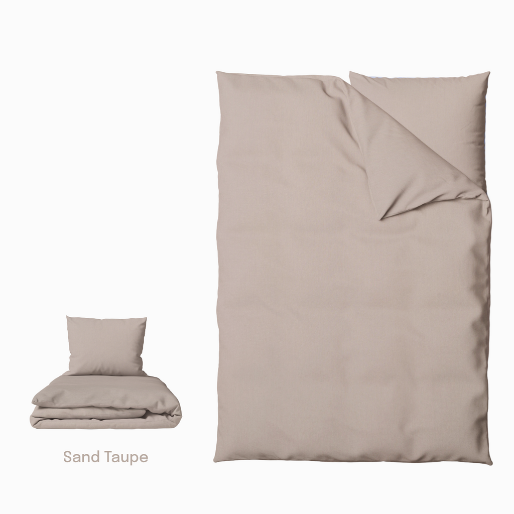 Washed Cotton Bedding Set - Breathable Bed Sheets - Taup