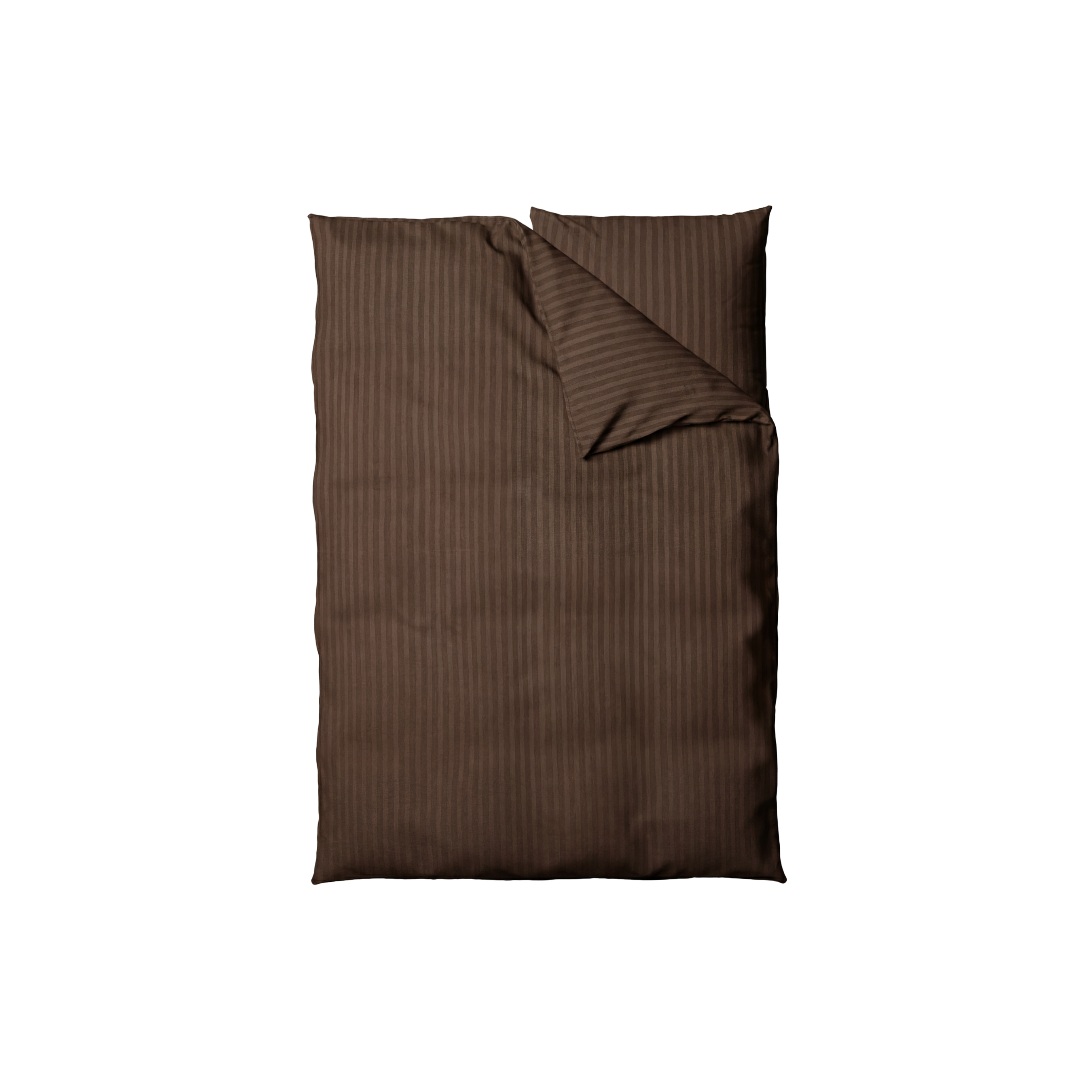 Striped Cotton Satin Duvet Cover Set - Brown