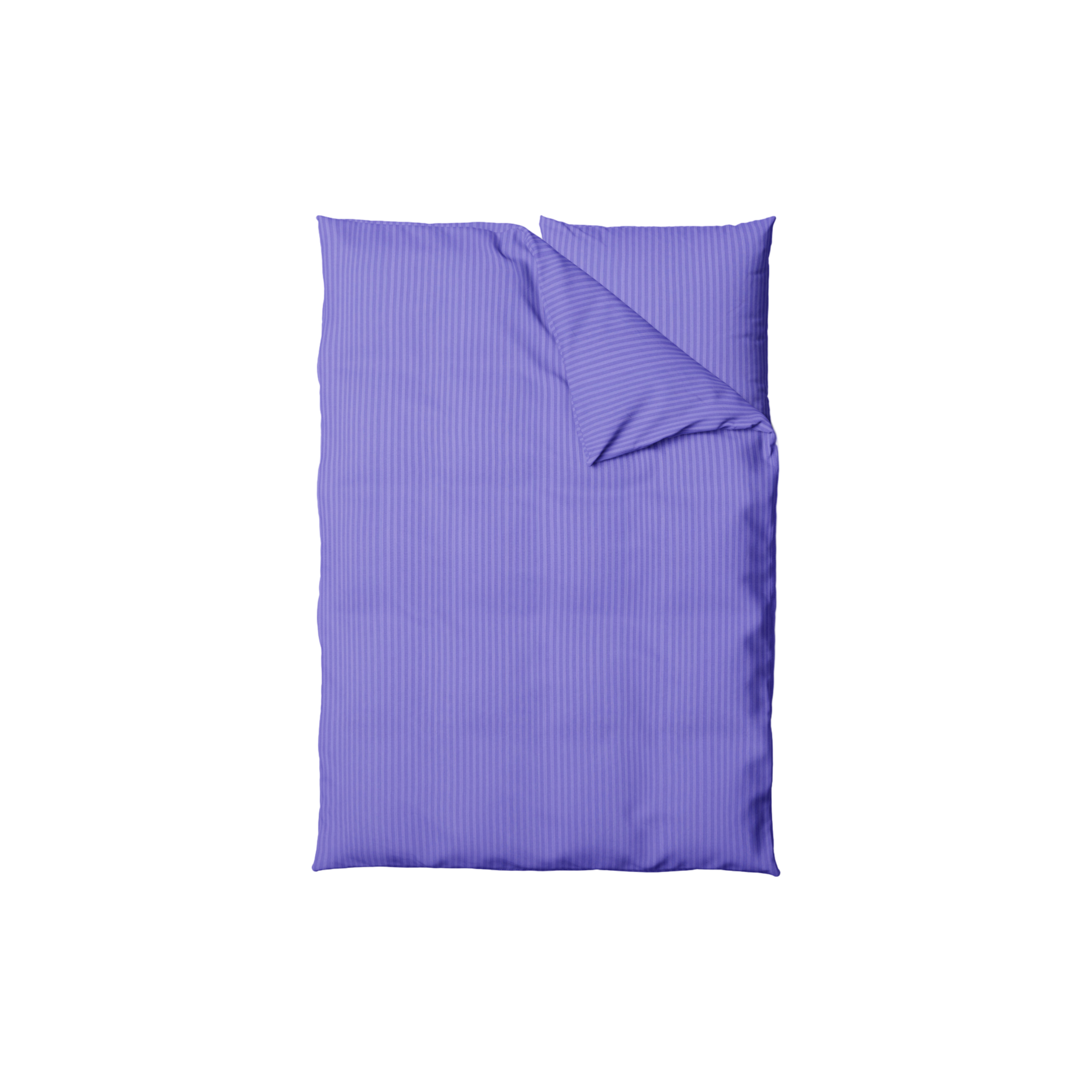 Striped Cotton Satin Duvet Cover Set - Lavender
