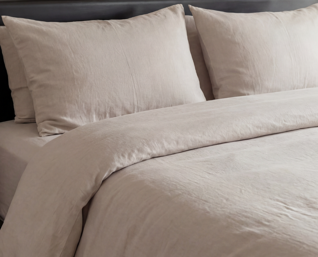 Washed Cotton Bedding Set - Breathable Bed Sheets - Taup