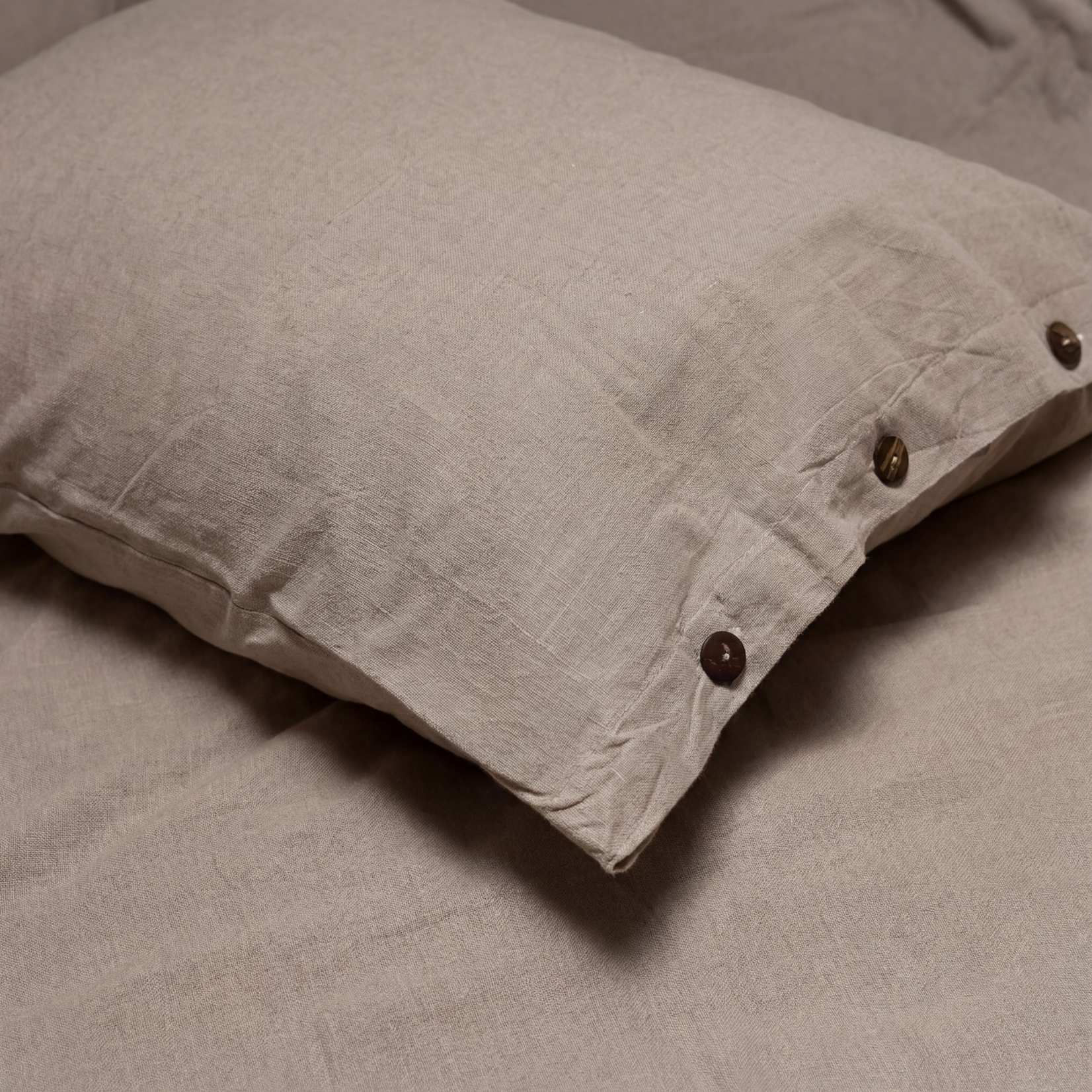 Washed Cotton Bedding Set - Breathable Bed Sheets - Taup