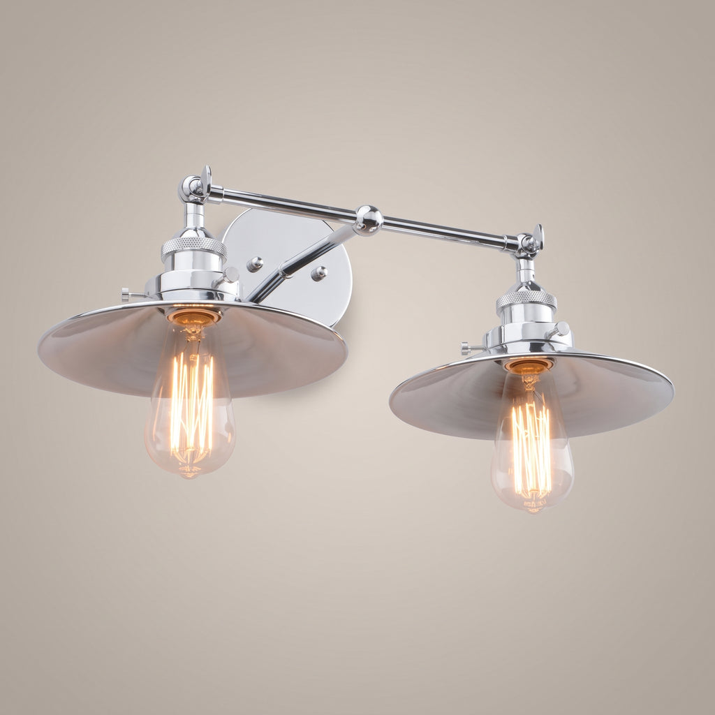 Antique Rustic twin chrome wall sconce, studio catalog view