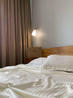 Striped Cotton Satin Duvet Cover Set - Cloud Dancer