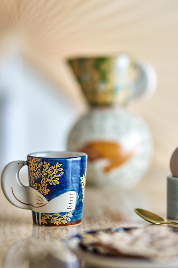 Hezha Cup, Blue, Stoneware