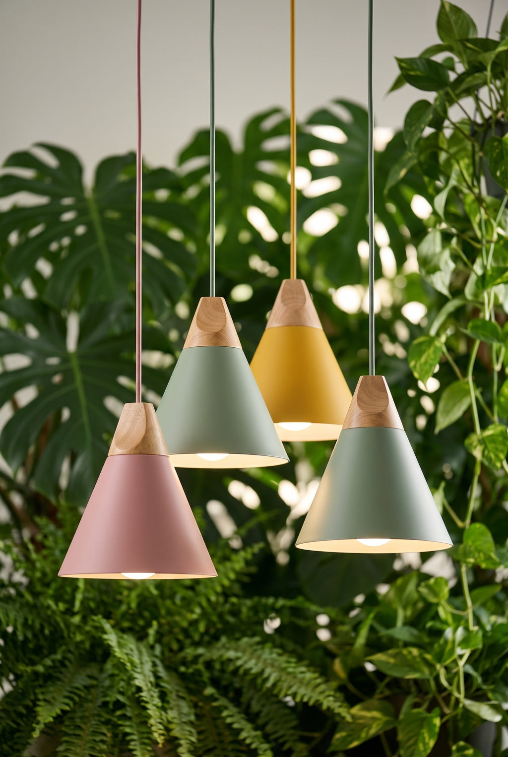 Cluster of Isoni pendants among green plants