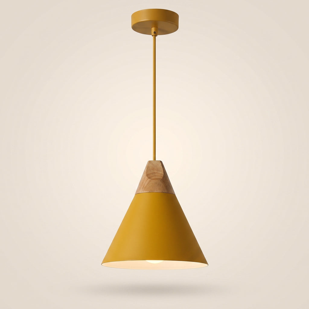 Isoni Scandinavian cone pendant in mustard yellow