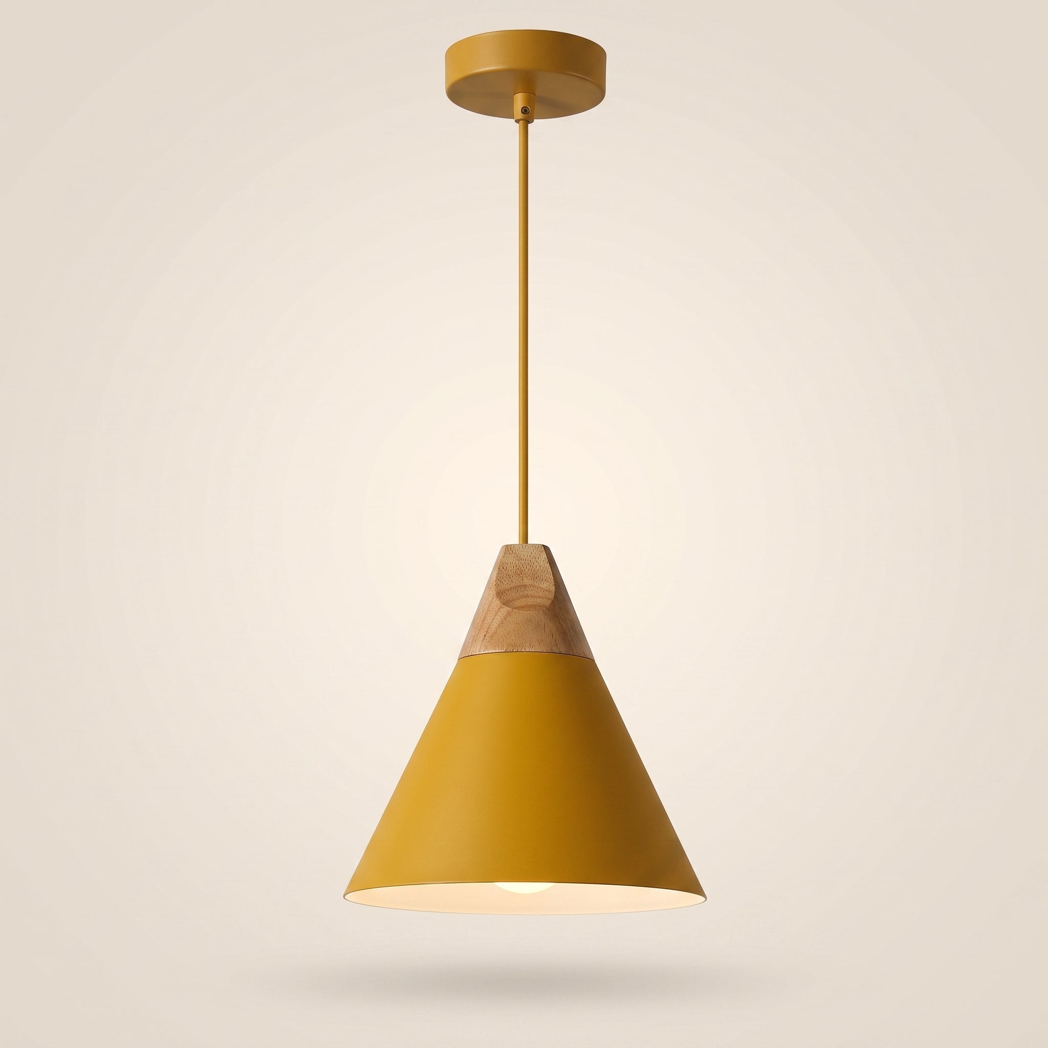 Isoni Scandinavian cone pendant in mustard yellow