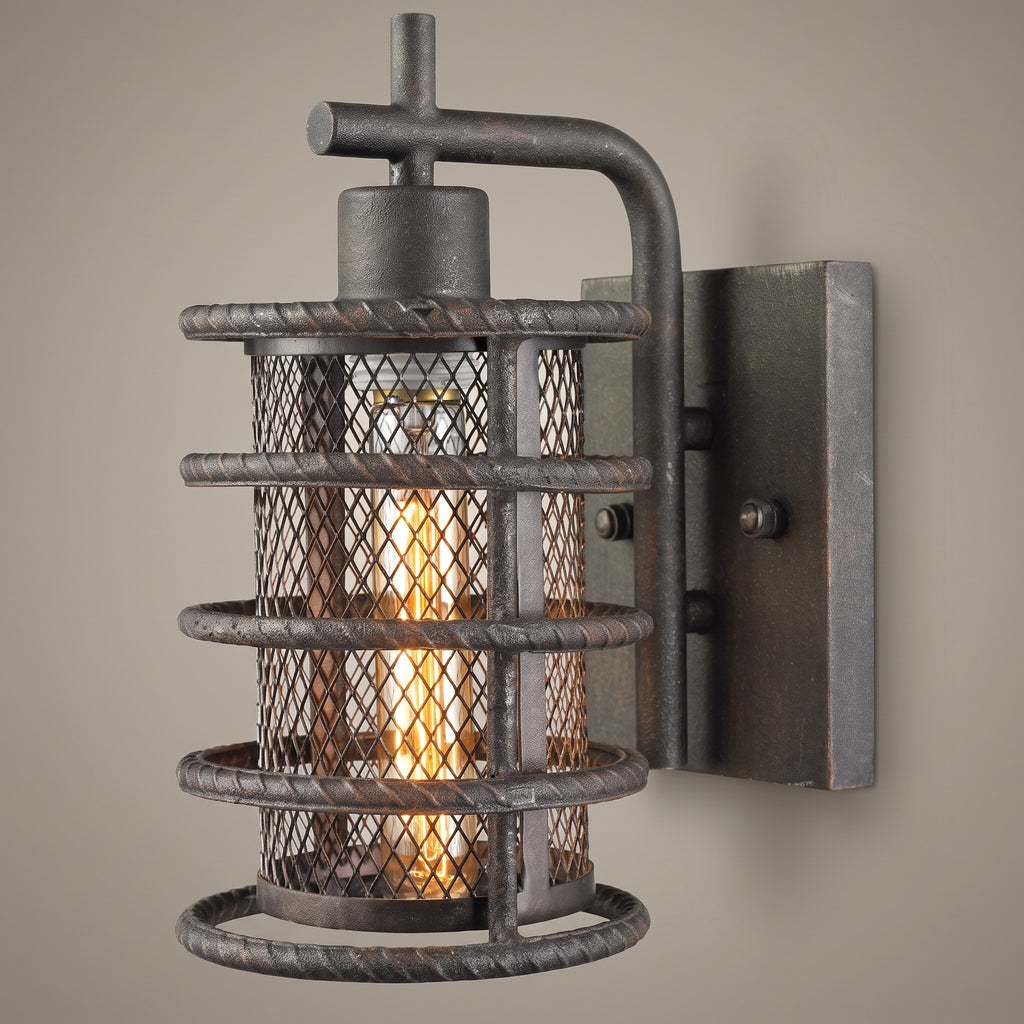 Wire Cage wall sconce, straight-on studio view