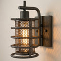 Wire Cage industrial wall sconce on a warm plaster wall